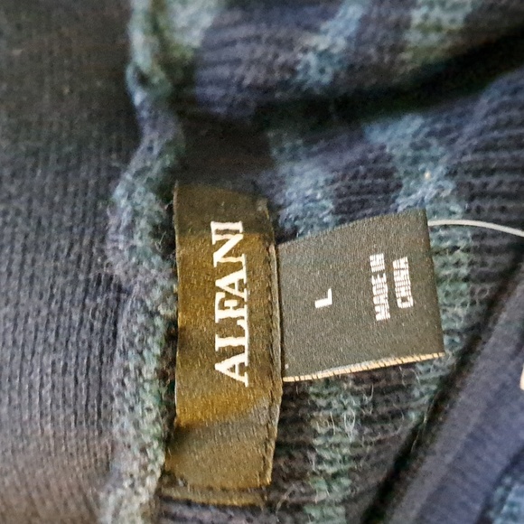 ALFANI Striped Button-Front Cardigan Sweater Large Navy - Picture 9 of 11